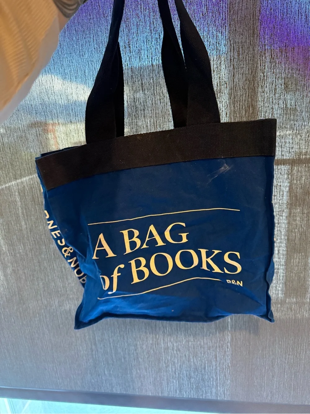 Barnes and Noble Blue Canvas Reusable Tote Bag 100% Cotton A Bag Of Books B&N